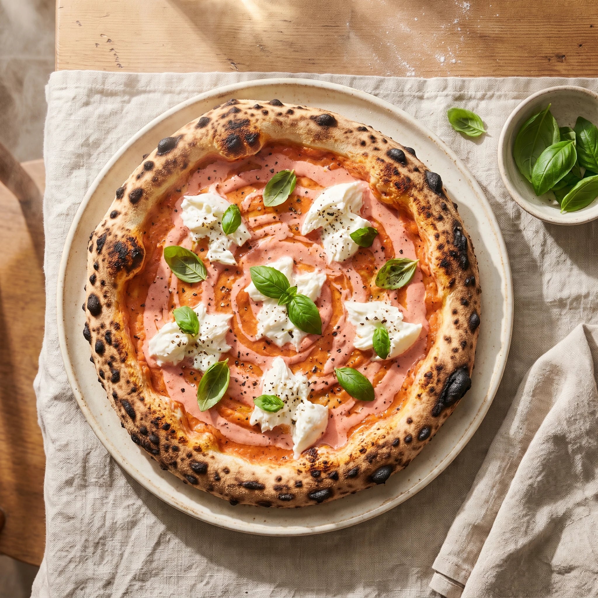 Vodka & Burrata pizza