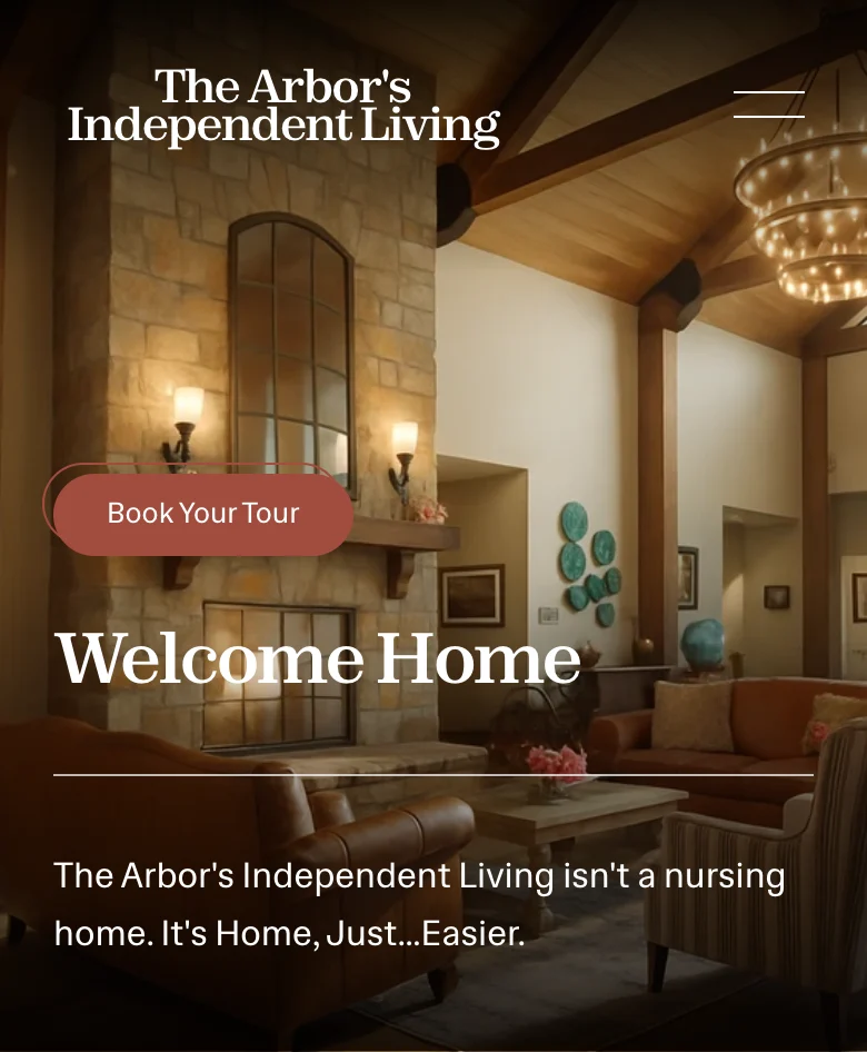 The Arbor's Independent Living website on a phone