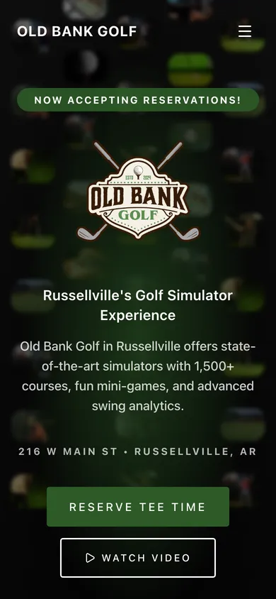Old Bank Golf website on a phone